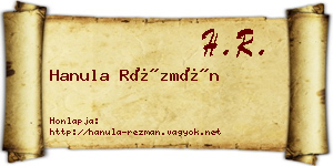 Hanula Rézmán névjegykártya
